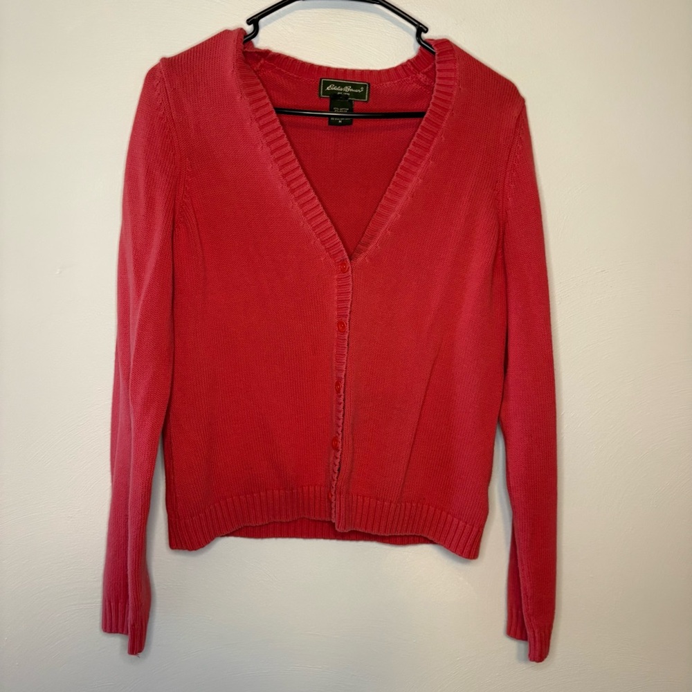 Red Eddie Bauer Cardigan Sweater